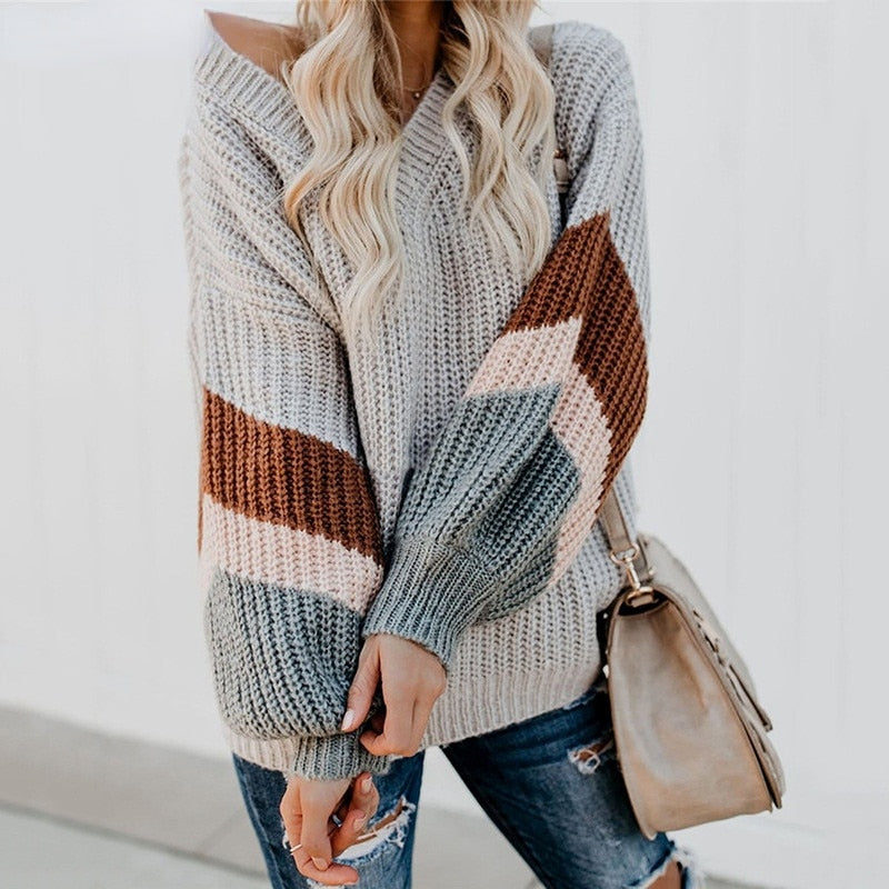 BOHEMIAN STRIPED KNITTED SWEATER