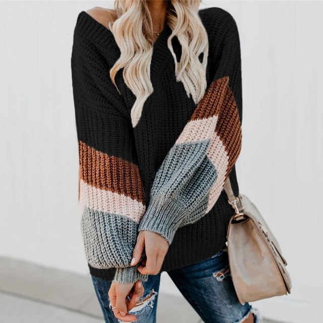 BOHEMIAN STRIPED KNITTED SWEATER