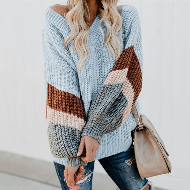 BOHEMIAN STRIPED KNITTED SWEATER