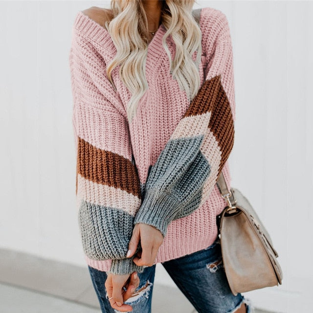 BOHEMIAN STRIPED KNITTED SWEATER